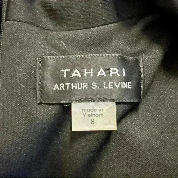 TAHARI ASL Ruched Waist Crepe Sheath Career Dress 3/4 Sleeve Black Size 8, NWT - Picture 4 of 5